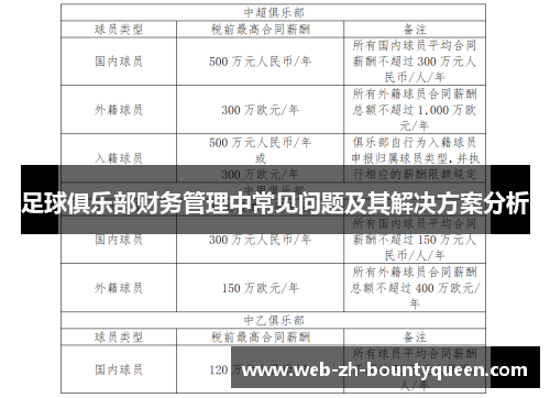 足球俱乐部财务管理中常见问题及其解决方案分析 足球俱乐部财务管理中常见问题及其解决方案分析